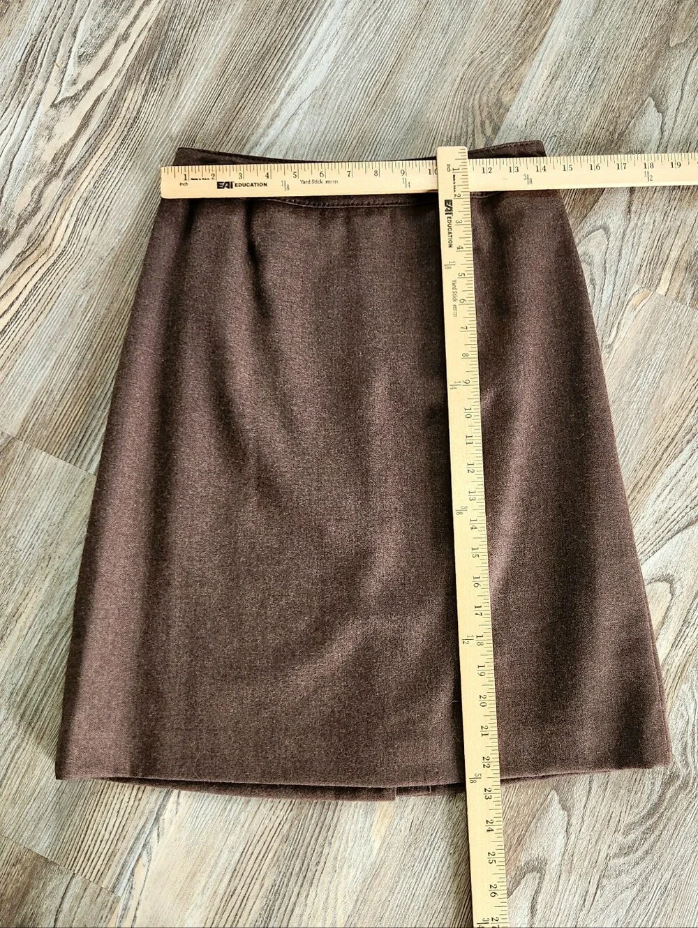 Vintage Pendleton Virgin Wool Knee Length Pencil Skirt Brown 8 USA Tweed Classic